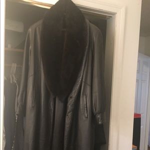 Full length leather trench coat